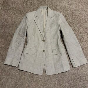 & Other Stories Beige Brown 100% Linen Blazer Jacket Size 4